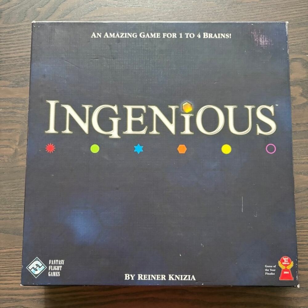 Ingenious Strategy Game Complete Fantasy Flight 2004 Tiles Reiner Knizia